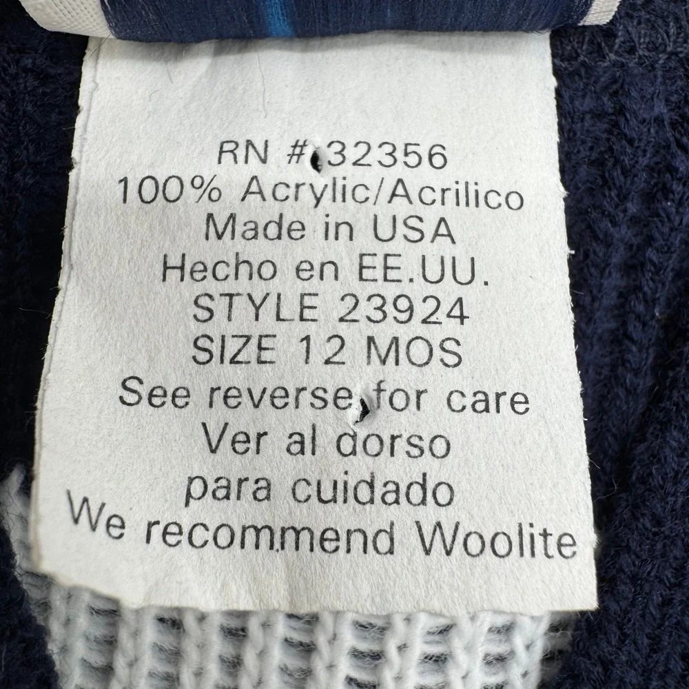 Little Jacques Vintage Fire Truck Knit Sweater Vest Navy Blue 12 Months USA